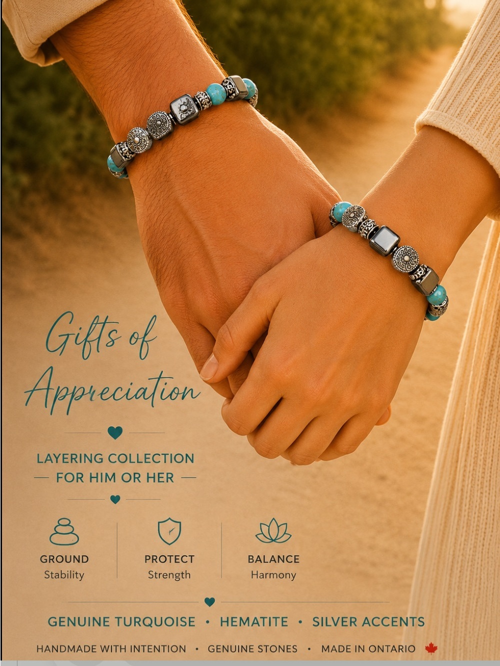 2 for $30 Genuine Turquoise & Hematite Silver Tone Bracelet